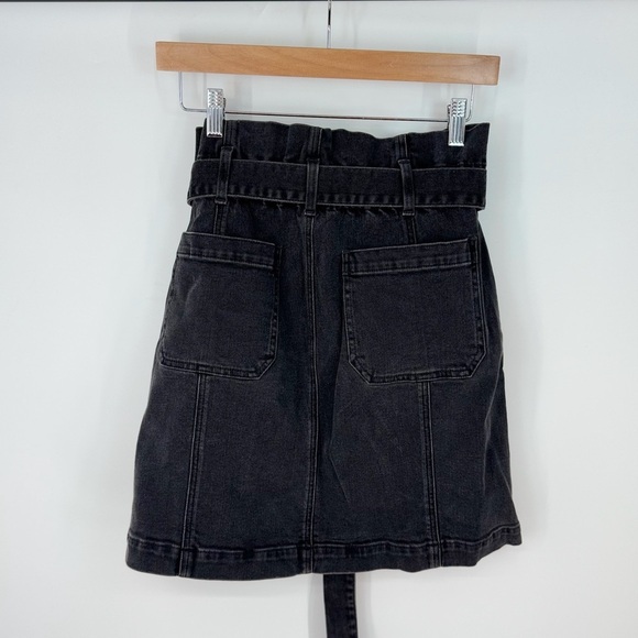 Madewell Black Elastic Waist Denim Belted Mini Skirt - Picture 2 of 4